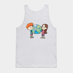 boy and a girl protect the planet earth Tank Top